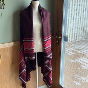 Aerie wine striped coat wrap with arm holes
